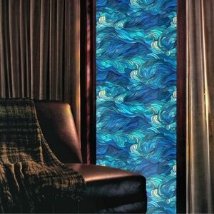 NIP 3 Rolls 16“x118 Abstract Blue Seawave Ocean Double Side Window Clings!